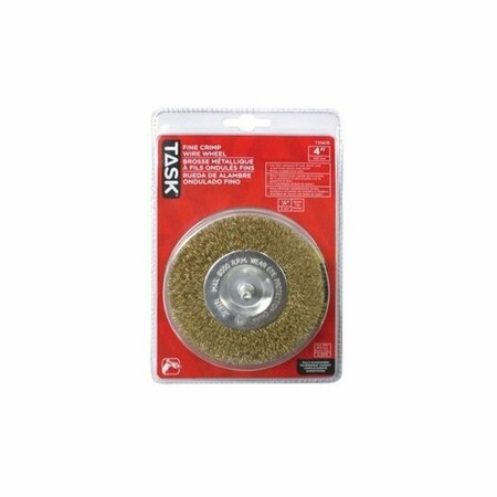 TASK TOOLS Wheel Wire Mtl 4in 1/4in Shnk T25619